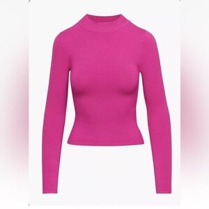 Women's Pink Long Sleeve mock neck  Top contour, Aritzia